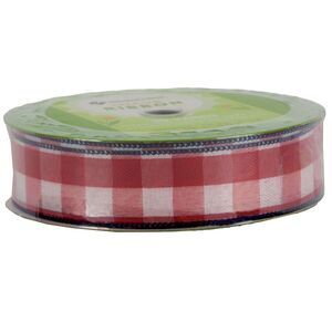 Member's Mark Premium Wired Ribbon 50 Yards 1-1/2 in Width, Red Checkered